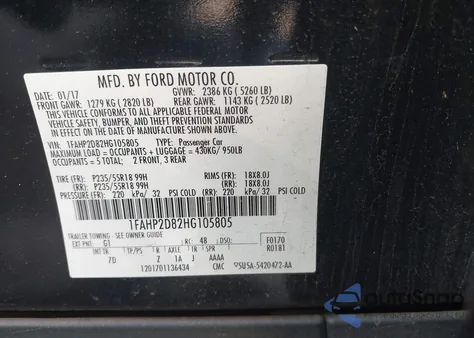 2017 Ford Taurus Se z USA, uszkodzony, nr VIN 1FAHP2D82HG105805